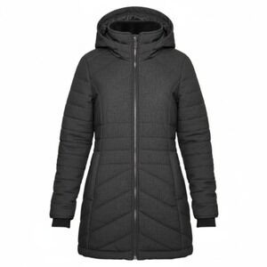 LOLE Charcoal Gray‎ Puffer Coat Hooded Zip Front Quilted Lined Womens XS